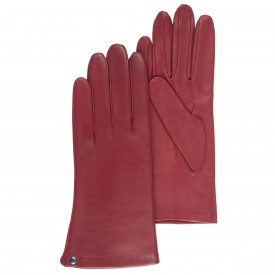gants-cuir-femme-isotoner-rouge-cuir agneau doublé soie